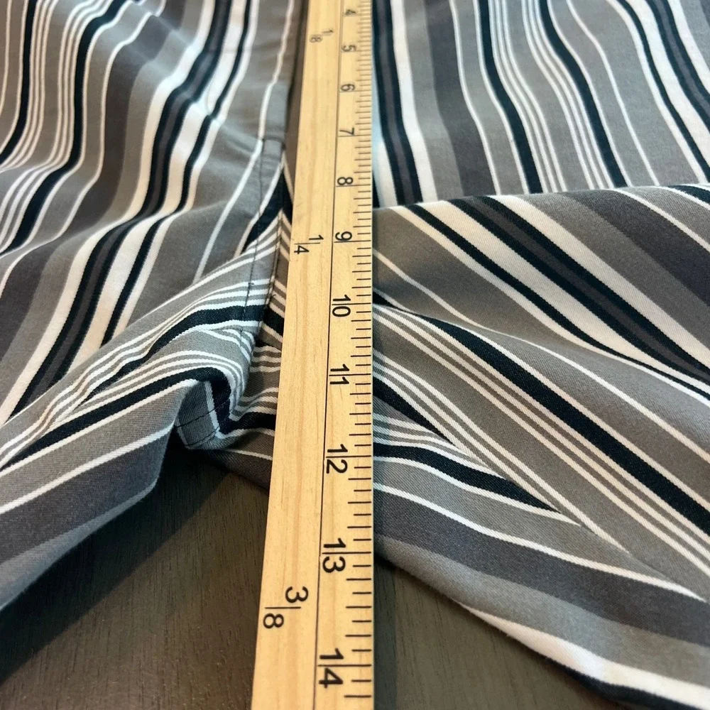 Caslon Women Grey White Black Striped Straight Leg Trousers Pants‎ Sz 8 Retro